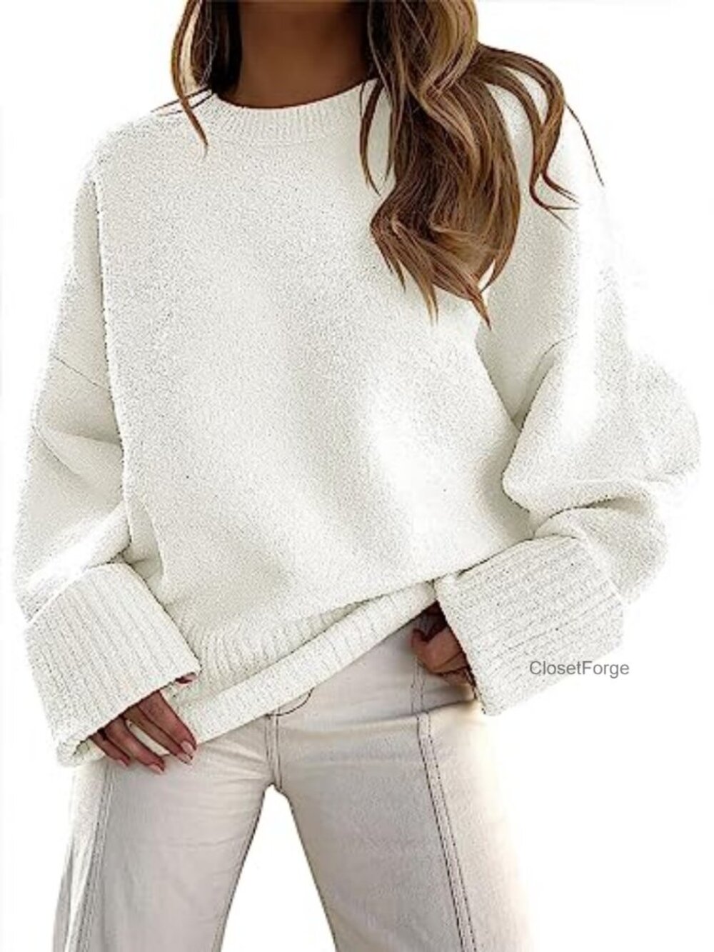 Oversized Knit Pullover Sweater Fall Winter Long Sleeve Crew Neck